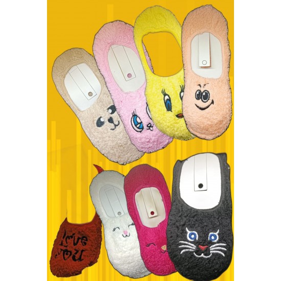 Pazariz Kadın Renkli Peluş Babet Patik Çorap Wellsoft Uyku Çorabı Yumuşak