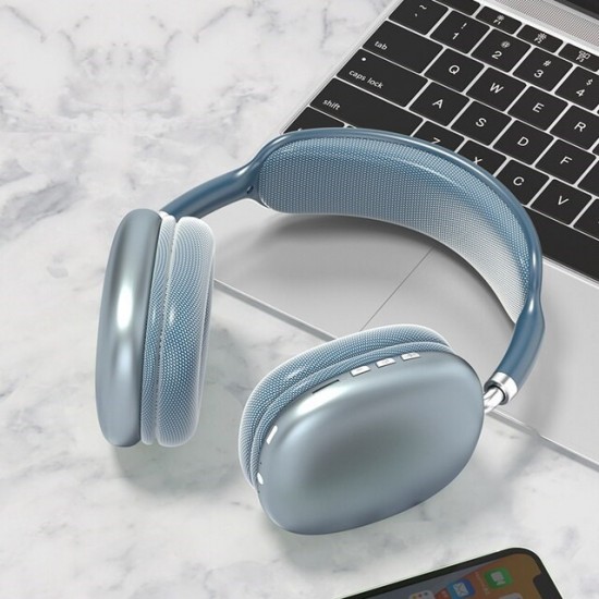 Pazariz P9 Air Kablosuz Bluetooth 5.0 Wirelles Mikrofonlu Kulaklık Stereo Mavi