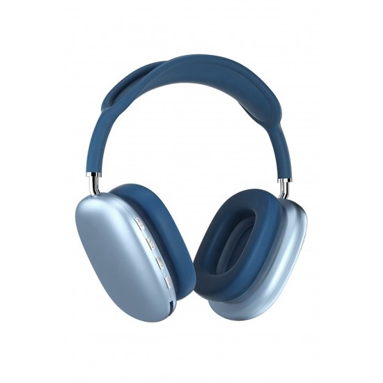 Pazariz P9 Air Kablosuz Bluetooth 5.0 Wirelles Mikrofonlu Kulaklık Stereo Mavi