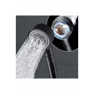 Pazariz Siyah Turbo Fan Pervaneli 5 Fonksiyonlu Stoplu Duş Başlığı El Duşu 