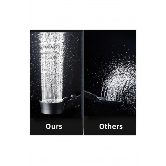 Pazariz Siyah Turbo Fan Pervaneli 5 Fonksiyonlu Stoplu Duş Başlığı El Duşu 