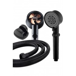 Pazariz Turbo Pervaneli 5 Fonksiyonlu Siyah Duş Başlığı Duş Hortumu 150 Cm Ve Mafsal Set