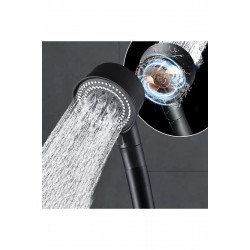 Pazariz Turbo Pervaneli 5 Fonksiyonlu Siyah Duş Başlığı Duş Hortumu 150 Cm Ve Mafsal Set