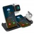 Pazariz 4 in1 Wireless Charger Kablosuz Şarj İstasyonu Standı 15 Watt  Android Ve İOS UyumluSiyah