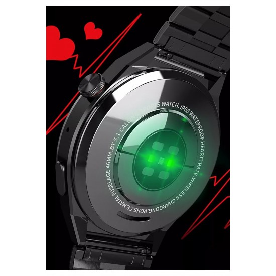 Pazariz Amoled Yuvarlak Ekran 46 Mm Siri Nfc Gps Bluetooth Çelik Smartwatch Yedek Kordon Akıllı Saat