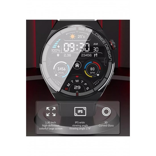 Pazariz Amoled Yuvarlak Ekran 46 Mm Siri Nfc Gps Bluetooth Çelik Smartwatch Yedek Kordon Akıllı Saat