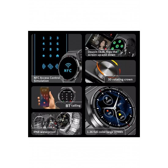 Pazariz Amoled Yuvarlak Ekran 46 Mm Siri Nfc Gps Bluetooth Çelik Smartwatch Yedek Kordon Akıllı Saat