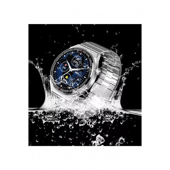 Pazariz Amoled Yuvarlak Ekran 46 Mm Siri Nfc Gps Bluetooth Çelik Smartwatch Yedek Kordon Akıllı Saat