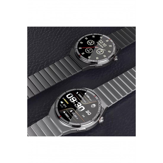 Pazariz Amoled Yuvarlak Ekran 46 Mm Siri Nfc Gps Bluetooth Çelik Smartwatch Yedek Kordon Akıllı Saat