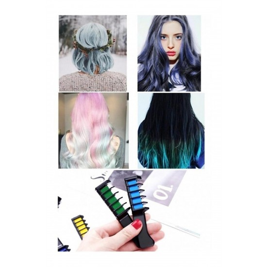 Pazariz Rengarenk Saç Boyama Tebeşiri - Mini Taraklı Konsept Saç Boyama Seti Hair Chalk