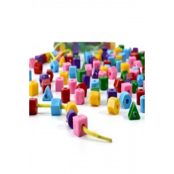 Pazariz Ince Motor 120 Parça Geometrik Şekiller Ipe Boncuk Dizme Koordinasyon Renk Eğitici Oyuncak