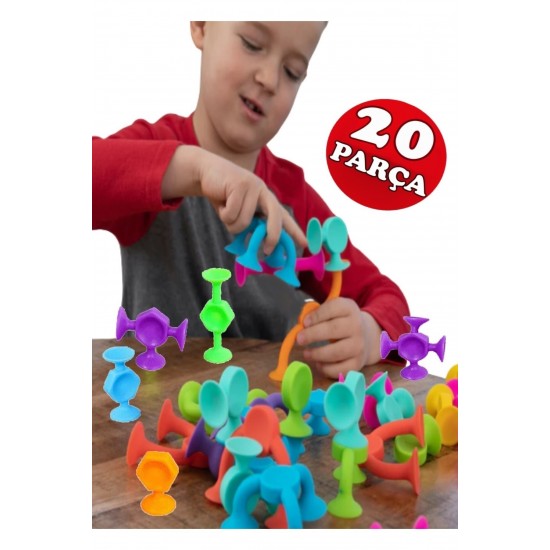 Pazariz Vantuzlu Vakum Molekül Parça Yapı Silikon Taşları Popit Duyusal Eğitici Oyuncak