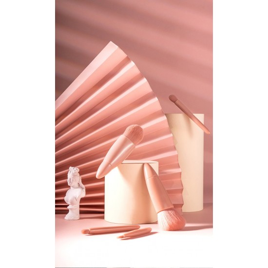 Pazariz 5'li Fırça Seti Aynalı Makyaj Fırçası Seti Kahve A + Kalite Ürün