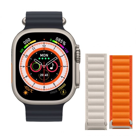 Pazariz Watch 8 Ultra 49mm  Amax Ultra Akıllı NFC - GPS - Kablosuz Şarj Kordon Hediye