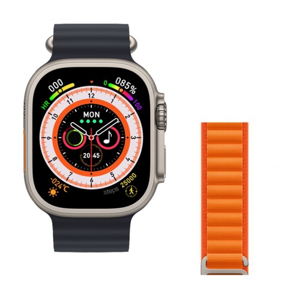 Pazariz Watch 8 Ultra 49mm  Amax Ultra Akıllı NFC - GPS - Kablosuz Şarj Kordon Hediye