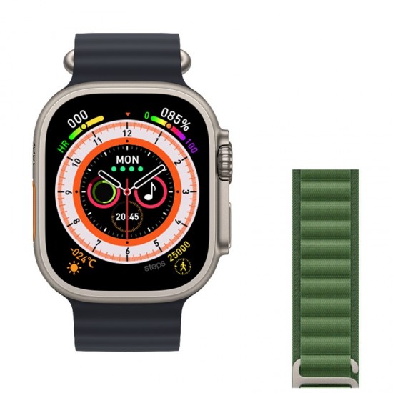 Pazariz Watch 8 Ultra 49mm  Amax Ultra Akıllı NFC - GPS - Kablosuz Şarj Kordon Hediye