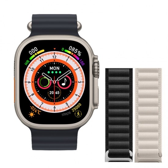 Pazariz Watch 8 Ultra 49mm  Amax Ultra Akıllı NFC - GPS - Kablosuz Şarj Kordon Hediye