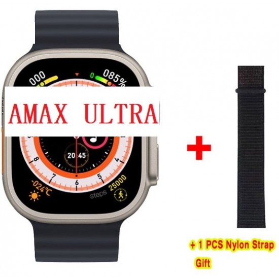 Pazariz Watch 8 Ultra 49mm  Amax Ultra Akıllı NFC - GPS - Kablosuz Şarj Kordon Hediye