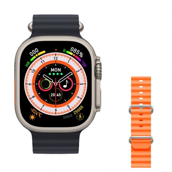 Pazariz Watch 8 Ultra 49mm  Amax Ultra Akıllı NFC - GPS - Kablosuz Şarj Kordon Hediye