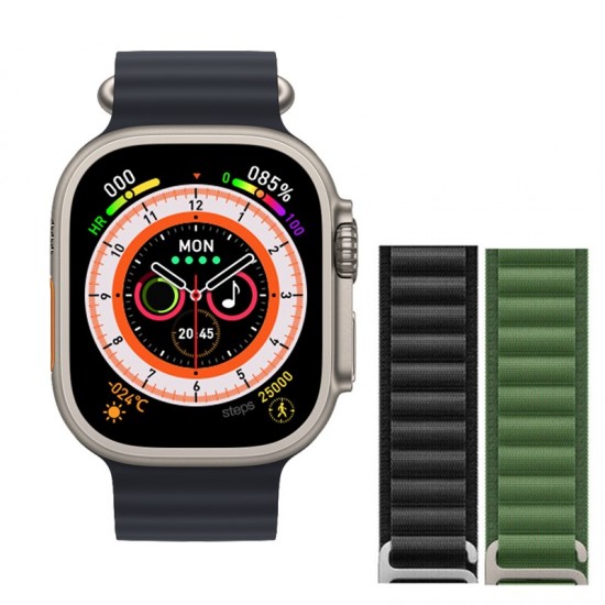 Pazariz Watch 8 Ultra 49mm  Amax Ultra Akıllı NFC - GPS - Kablosuz Şarj Kordon Hediye