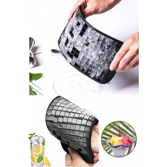 Pazariz 160'lı Mini Küp Şekilli Silikon Buzluk Antrasit Renk Mini Küplü Sunum Buzluk