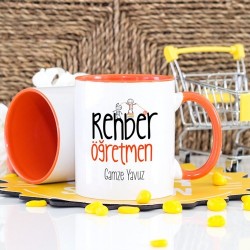Turuncu Renkli Rehber Öğretmen Kupa Bardak
